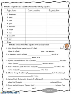 Comparative Superlative Adjectives Interactive Worksheet