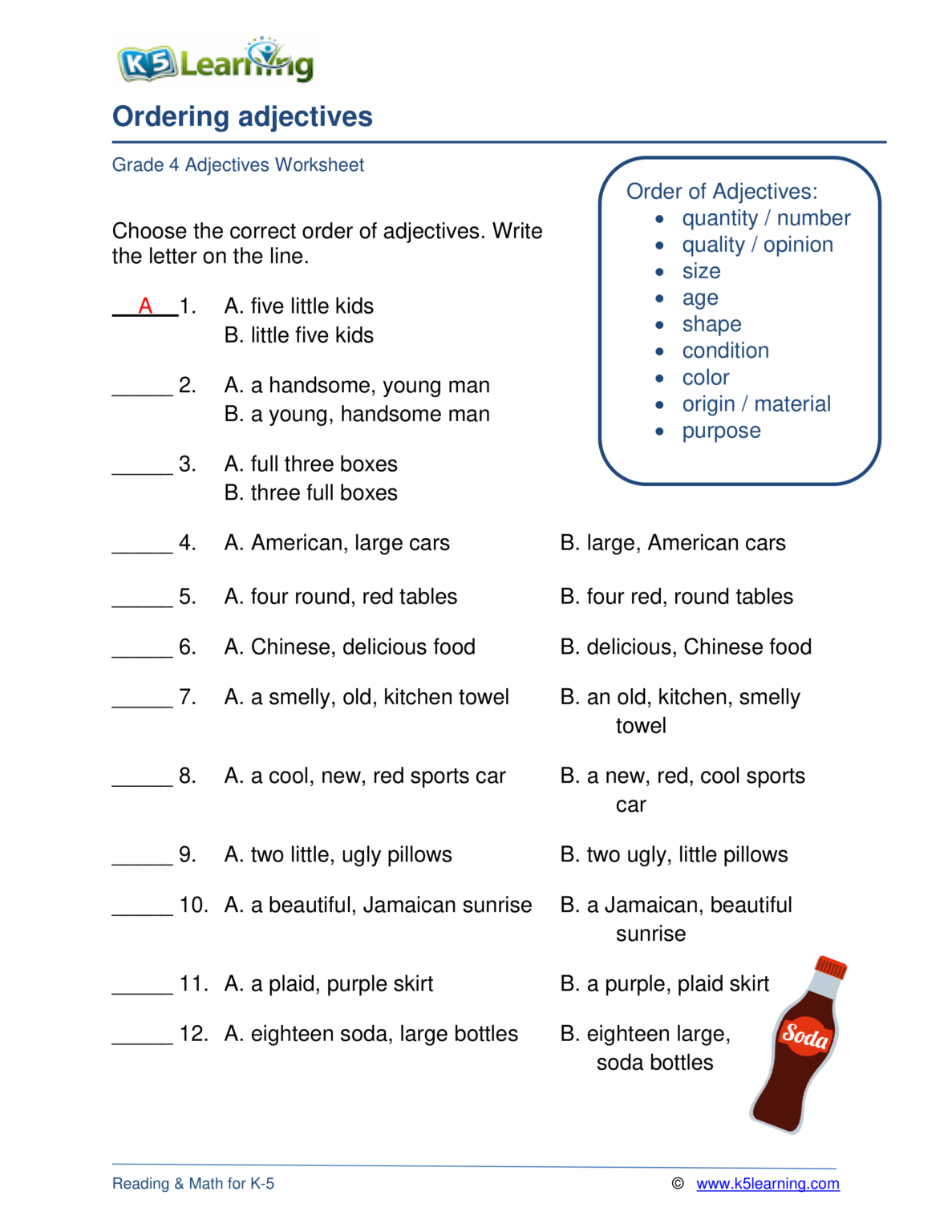 Worksheets With Adjectives Adjectiveworksheets Net