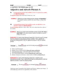 Adjective And Adverb Phrase Worksheet Free Printable Adjectives