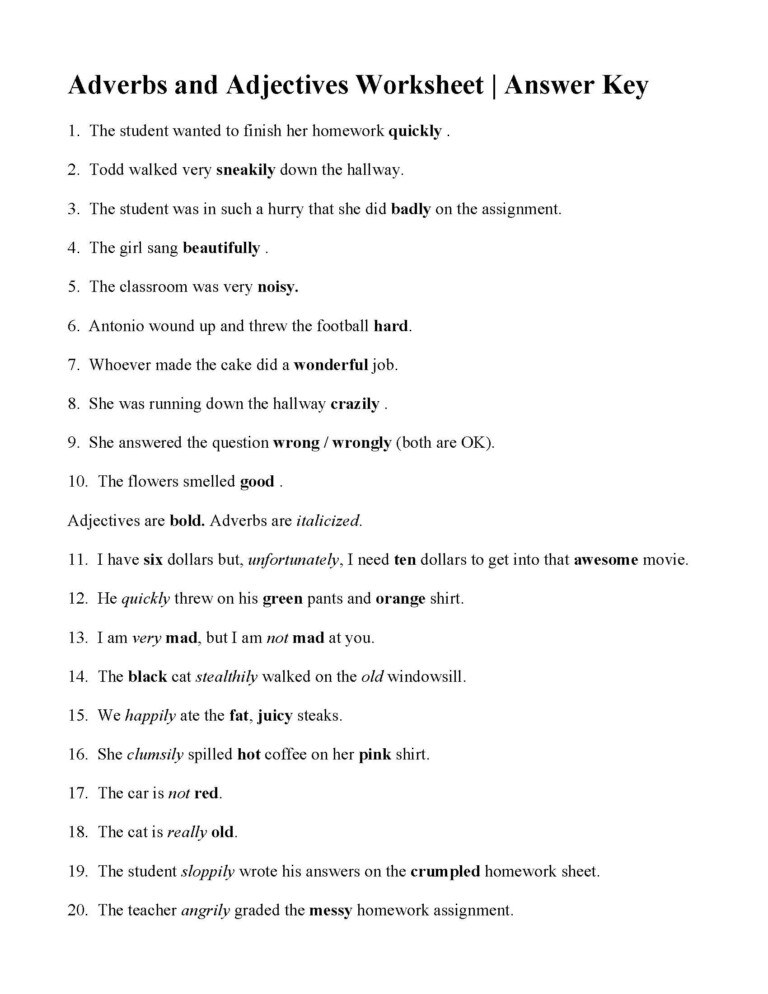 Adjective And Adverb Phrases Worksheet Adjectiveworksheets Net