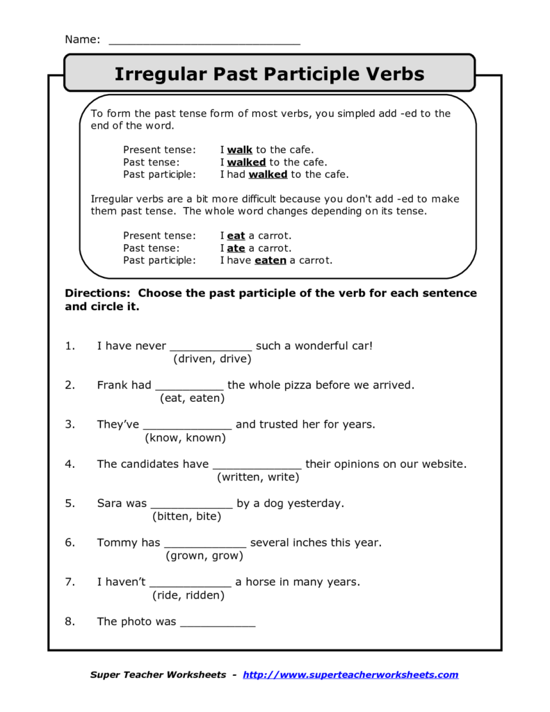 11 Best Images Of Past And Present Participle Worksheet Worksheeto