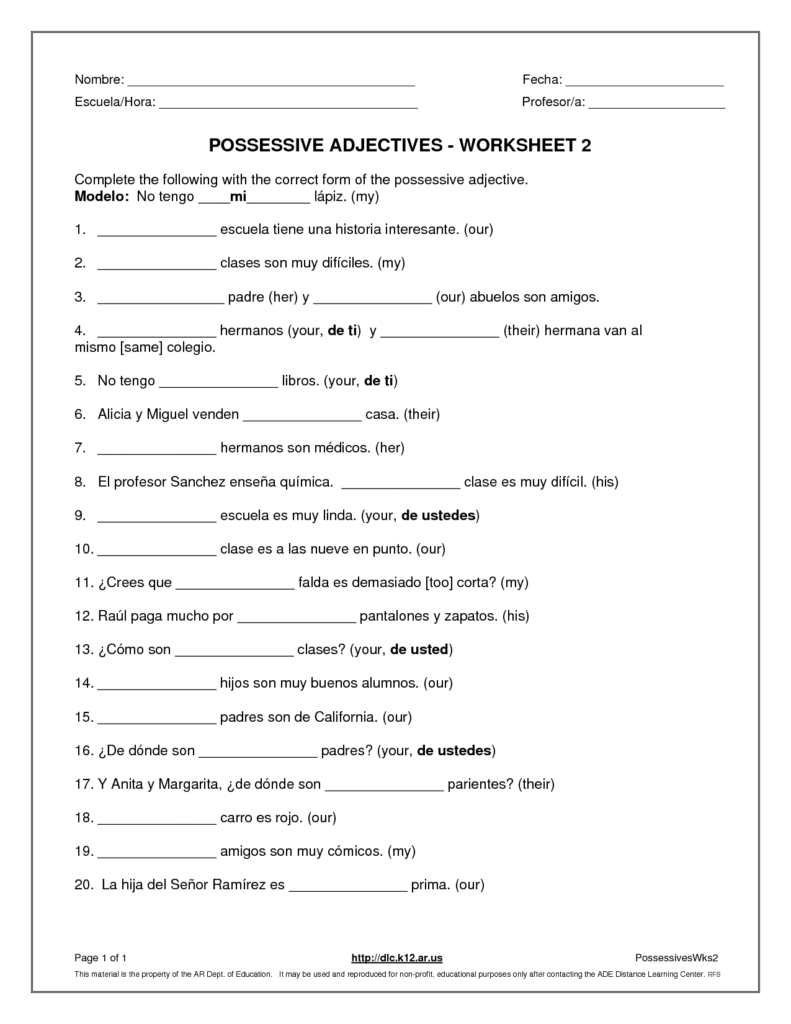 Demonstrative Adjectives Worksheets For Grade 5 Adjectiveworksheets