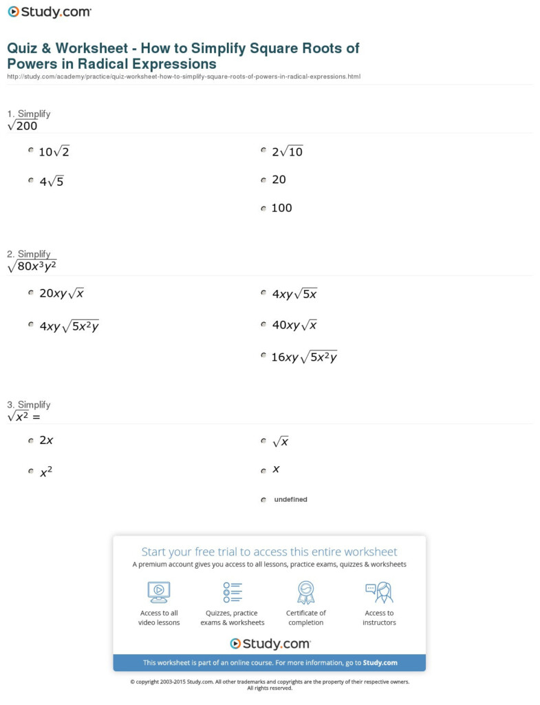 30 Simplifying Radicals Worksheet With Answers Education Template