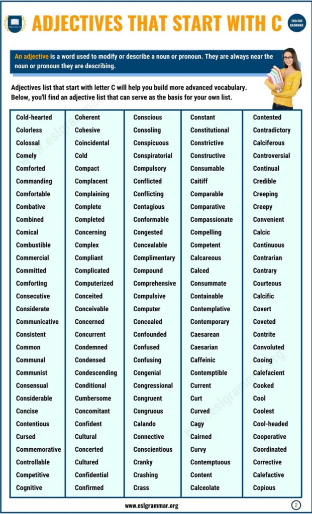 300 Interesting Adjectives That Start With C In English ESL Grammar 