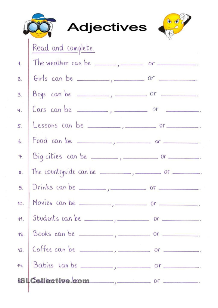 6th Grade Adjectives Worksheets Adjectiveworksheets