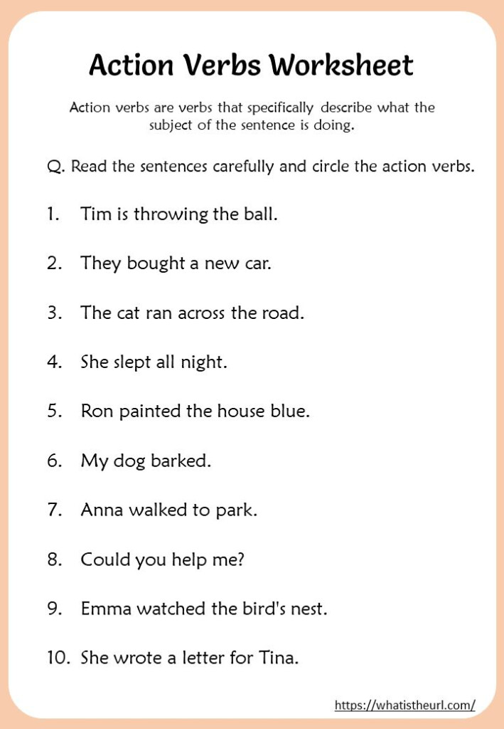 Action Verbs Worksheets 3rd Grade Action Verbs Worksheet Verb 