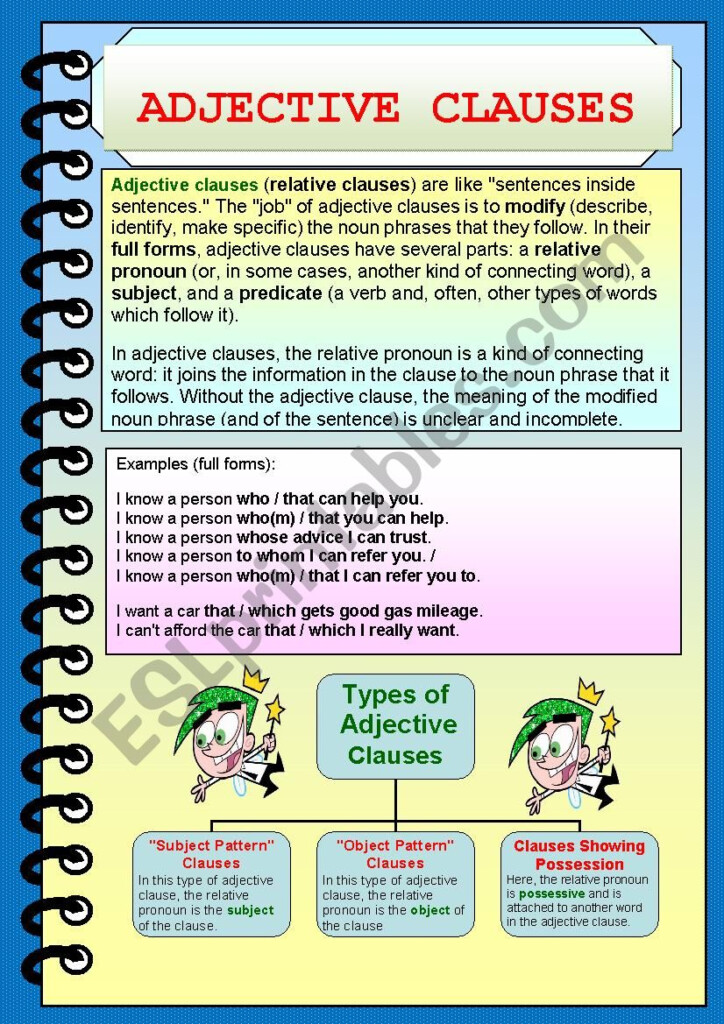 Adjective Clause ESL Worksheet By Gooya