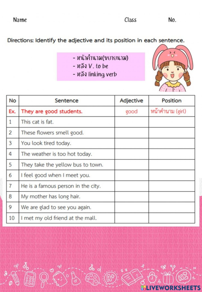 Adjective Worksheet For Grade 8