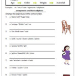 Adjective Worksheets Adjective Worksheet Order Of Adjectives Adjectives