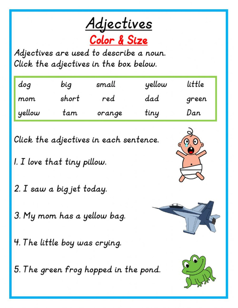 Adjectives Color And Size Worksheet