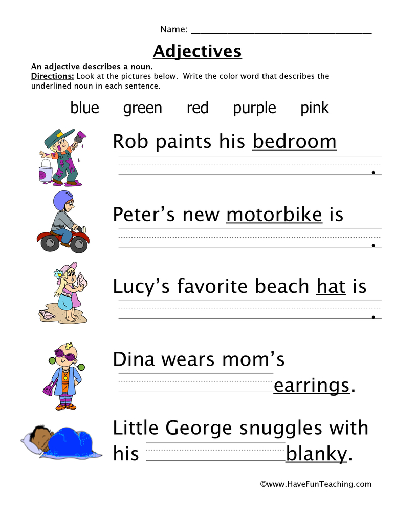 Adjectives Colors Worksheet Have Fun Teaching