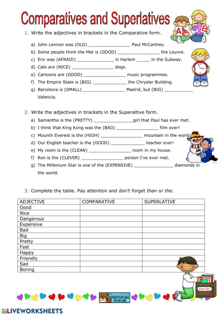 Adjectives Degrees Of Comparison Worksheet