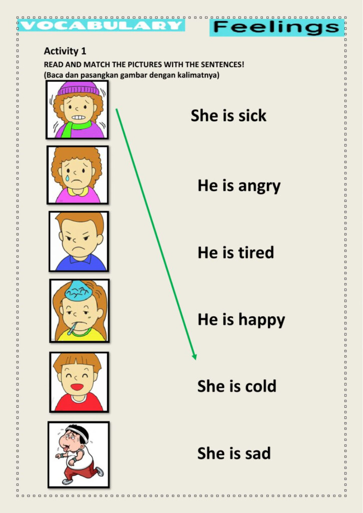 Adjectives For Feeling Worksheet