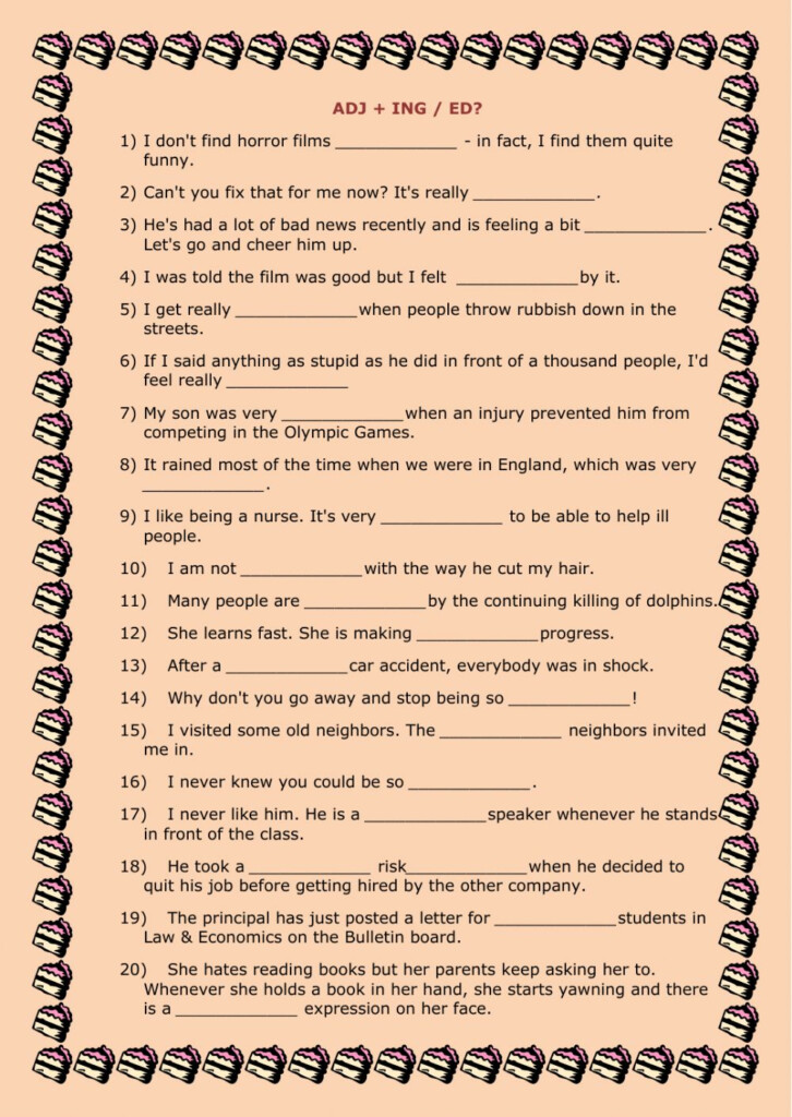 Adjectives Ing Or Ed Worksheet