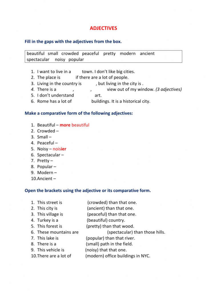 Adjectives Online Exercise For Grade 5