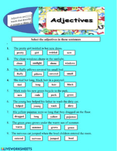 Adjectives Online Pdf Activity For Grade 3 - Adjectiveworksheets.net