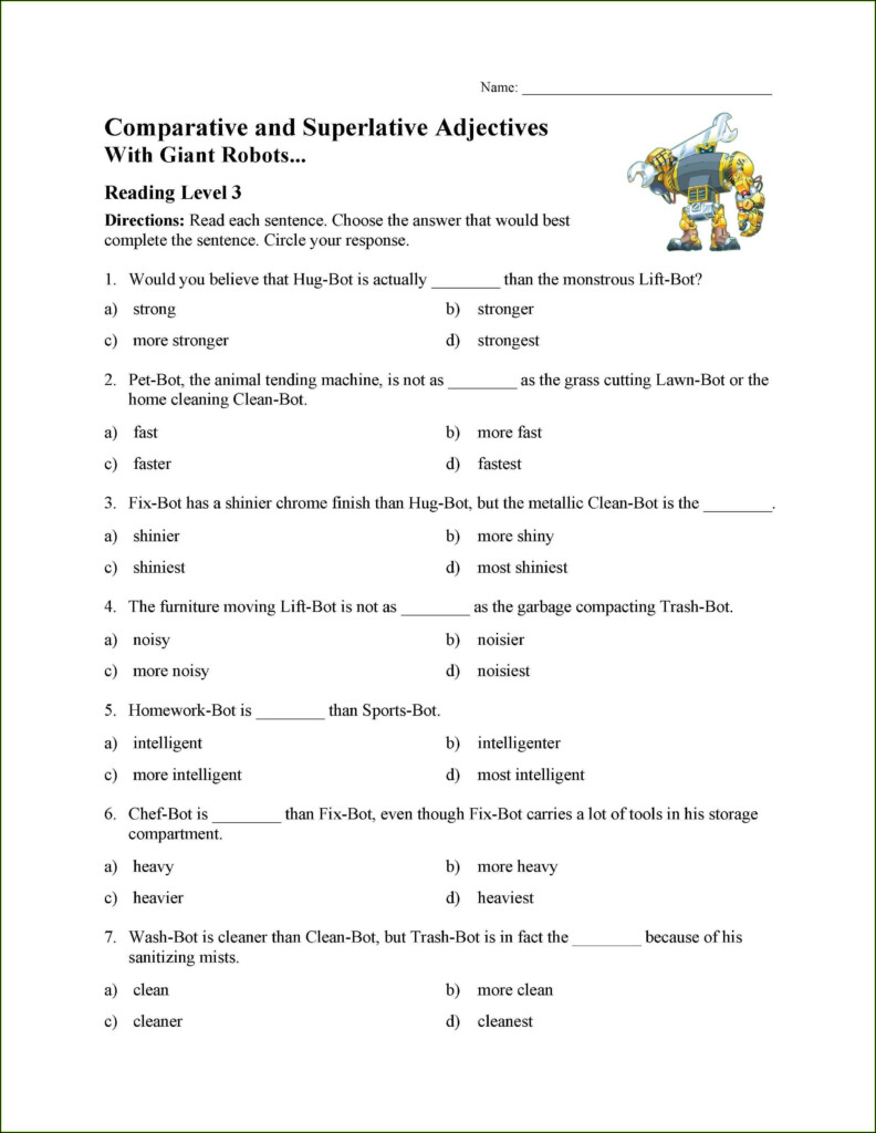 Adjectives That Compare Worksheets 3rd Grade Worksheet Resume Examples