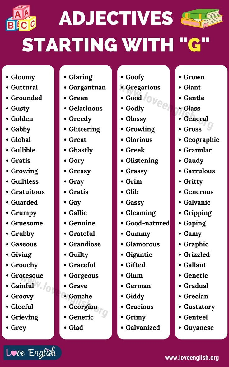 Adjectives That Start With G 100 Descriptive Words That Start With G