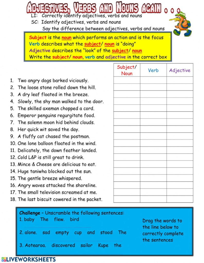 Find And Graph NOUNS VERBS And ADJECTIVES So Many FUN And Engaging Adjectiveworksheets