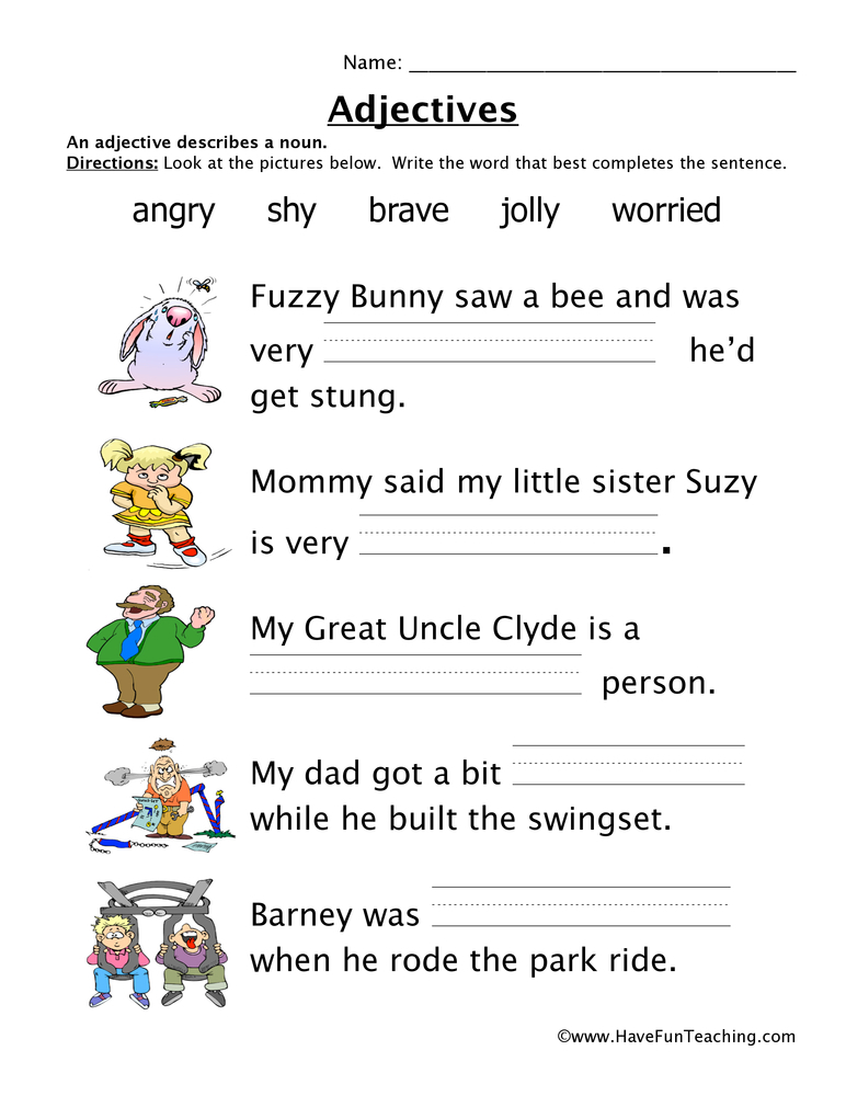 Adjectives Worksheets Have Fun Teaching