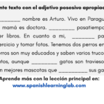 Adjetivos Posesivos En Espa ol Ejercicios En PDF SpanishLearningLab
