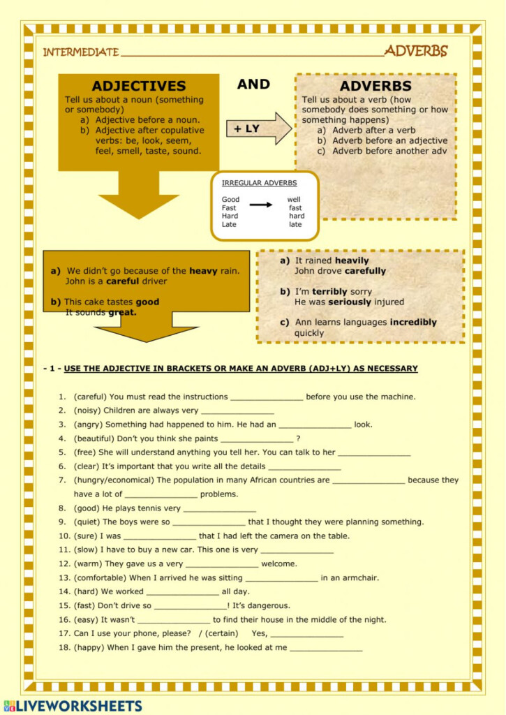 Adverbs And Adjectives Interactive Worksheet