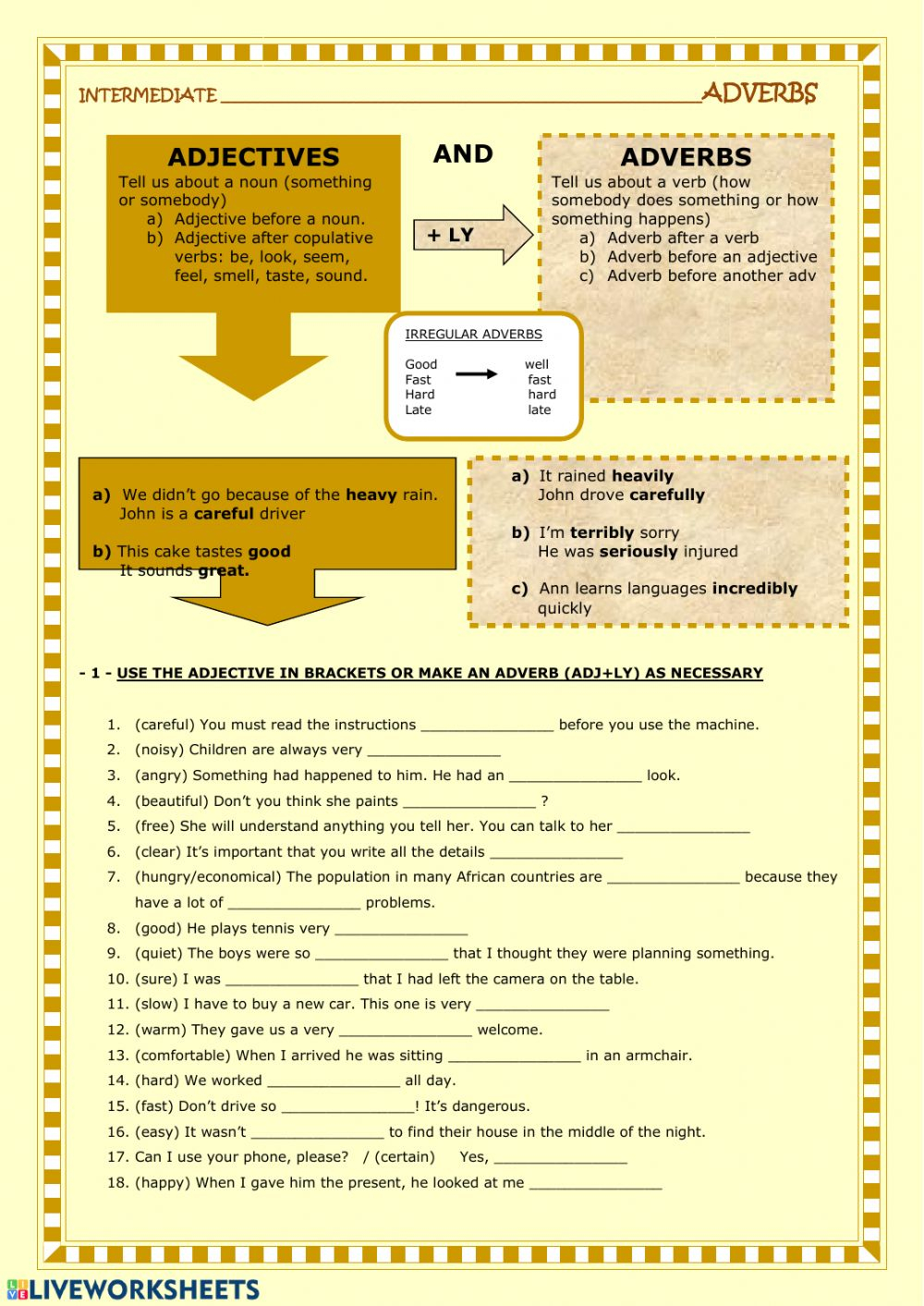 Adverbs And Adjectives Interactive Worksheet