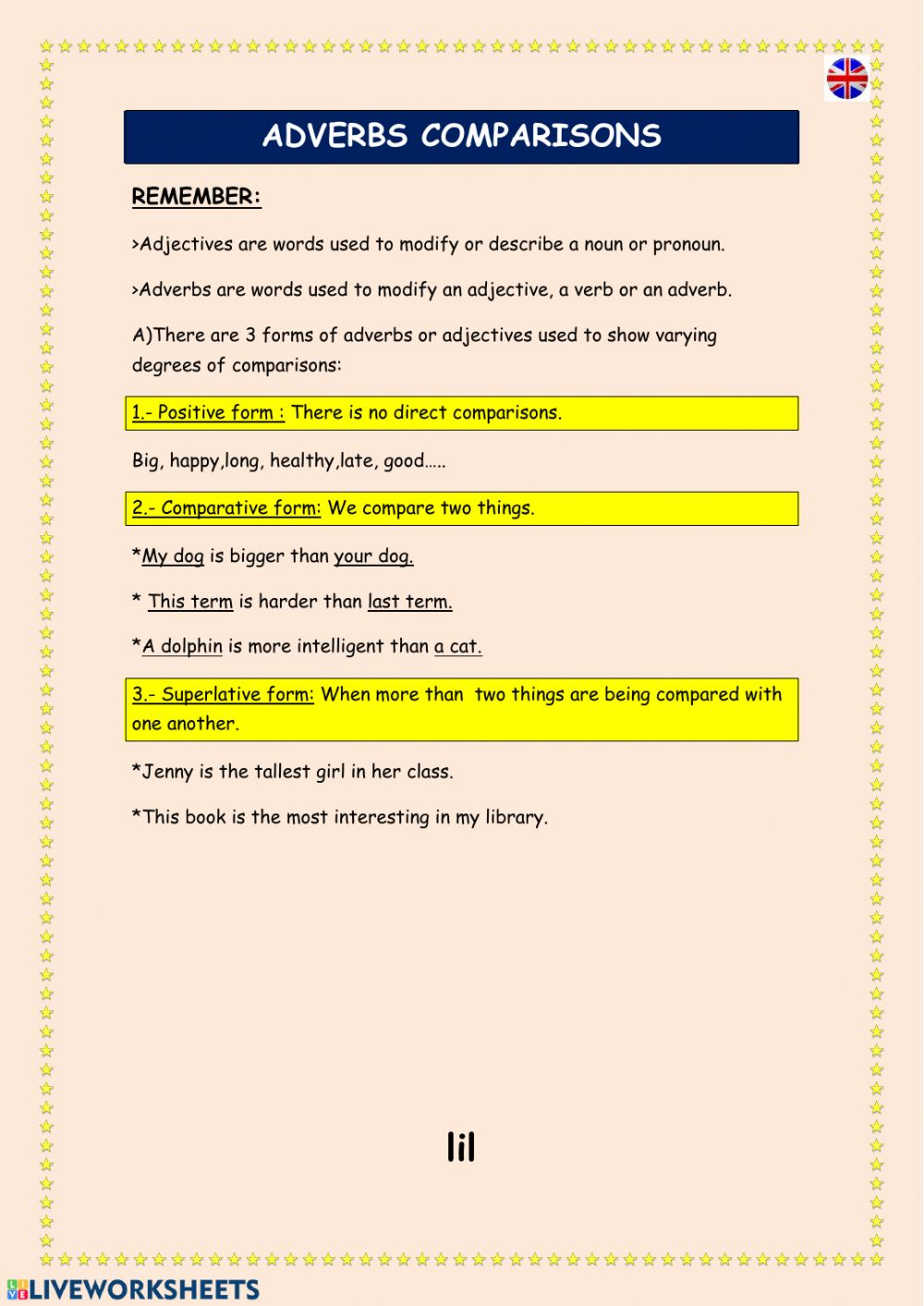Adverbs Comparisons Worksheet