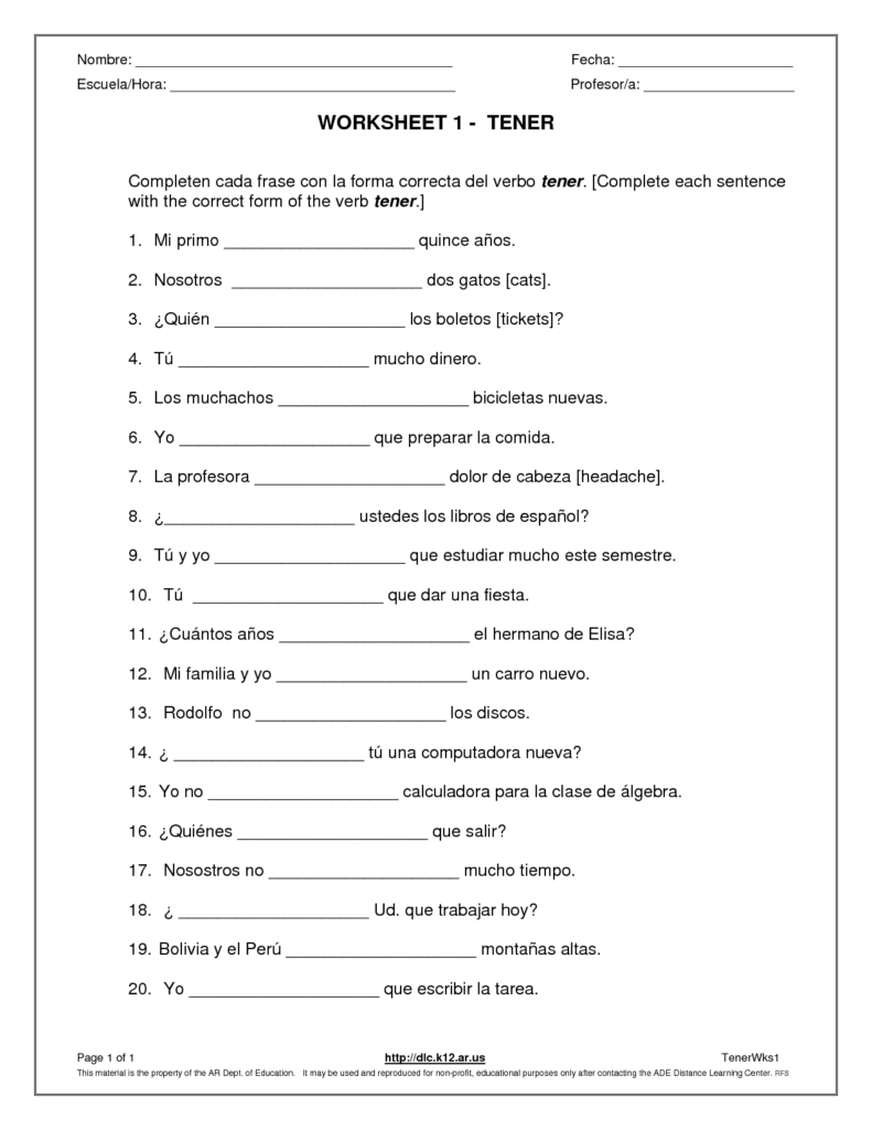 Agreement Of Adjectives Spanish Worksheet Answers 108625 Realidades 