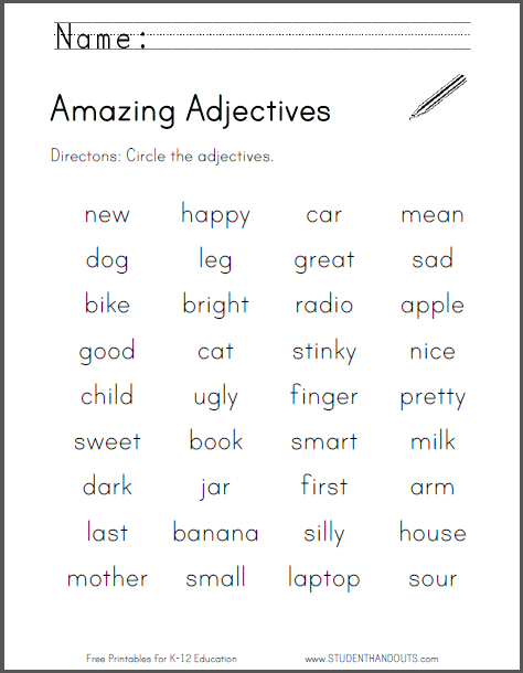 Amazing Adjectives Worksheet Free To Print PDF File For Students In 