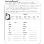 Animal Adjectives 4th Grade Adjective Worksheets