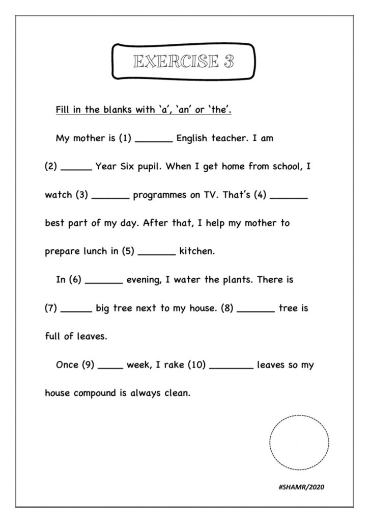 Articles Interactive Worksheet For Grade 4