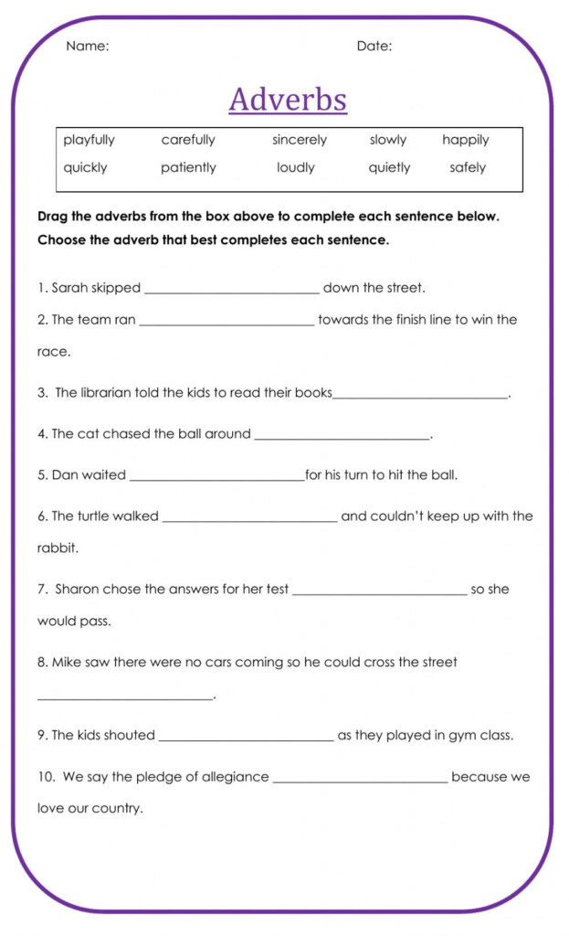 Best Adverb Worksheets Pdf Grade 8 The Bike Year