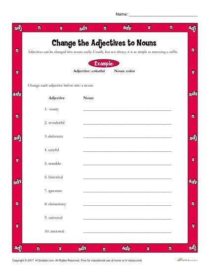 Change Adjective Worksheets 3rd Grade