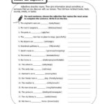 Choose The Adjective Free Worksheets Samples