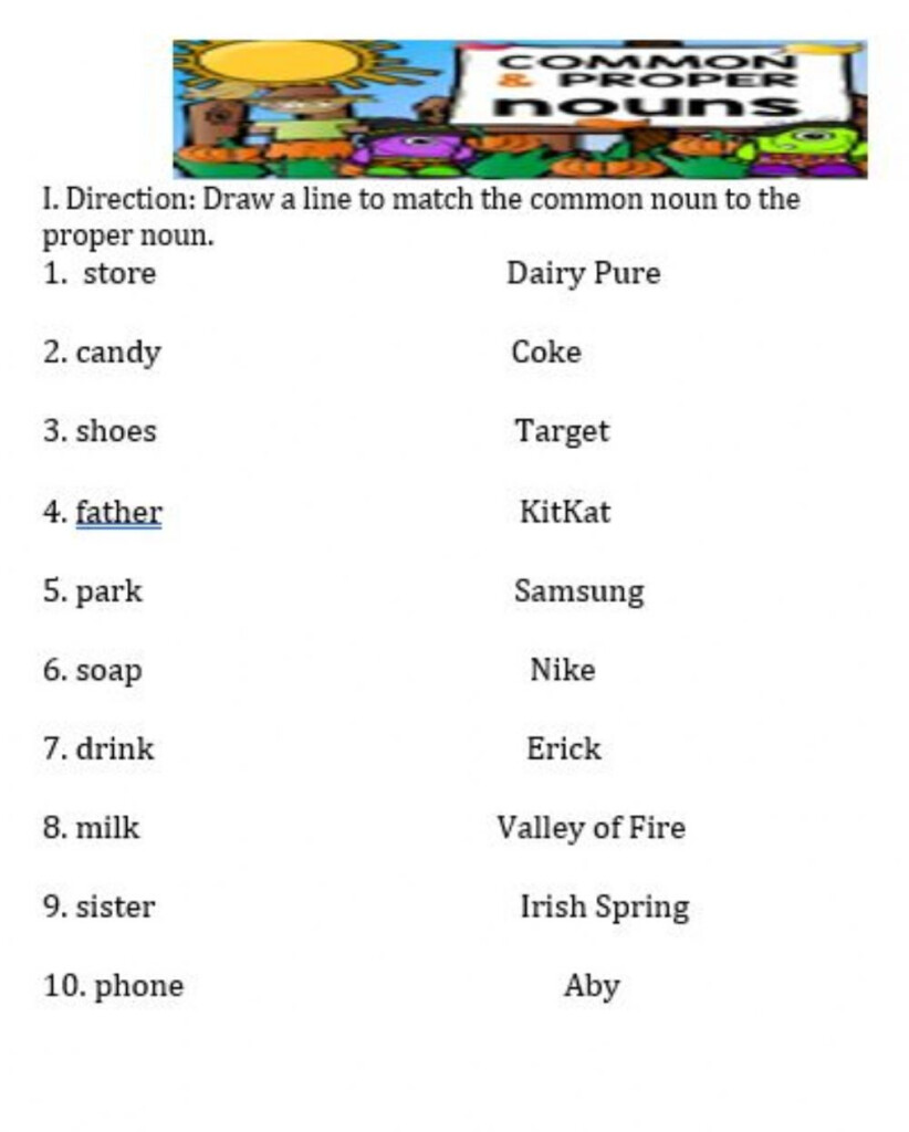 Common Nouns Worksheet Englishgrammarsoft Adjectives Worksheet 