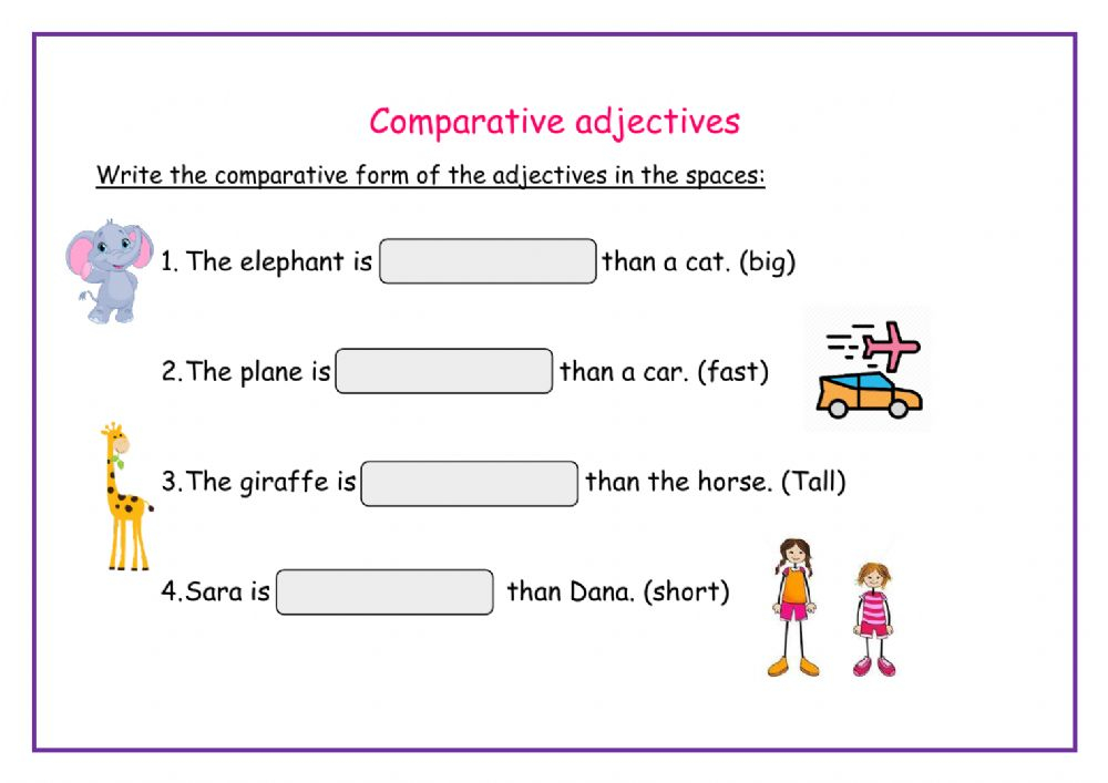 Comparative Adjectives Interactive Worksheet For Grade 3