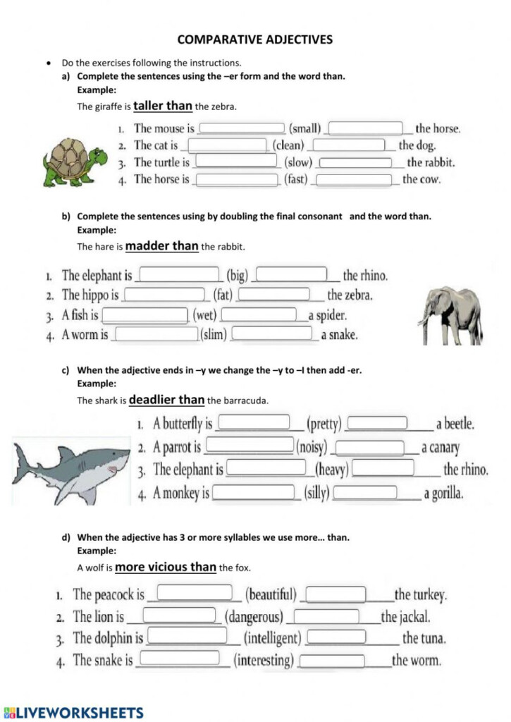 Comparative Adjectives Worksheet Answers Worksheet Now