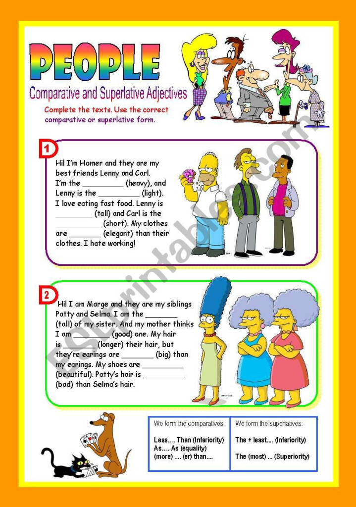 Comparative And Superlative Adjectives Worksheet Db excel