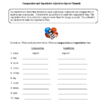 Comparative And Superlative Adjectives Worksheets Sports Themed