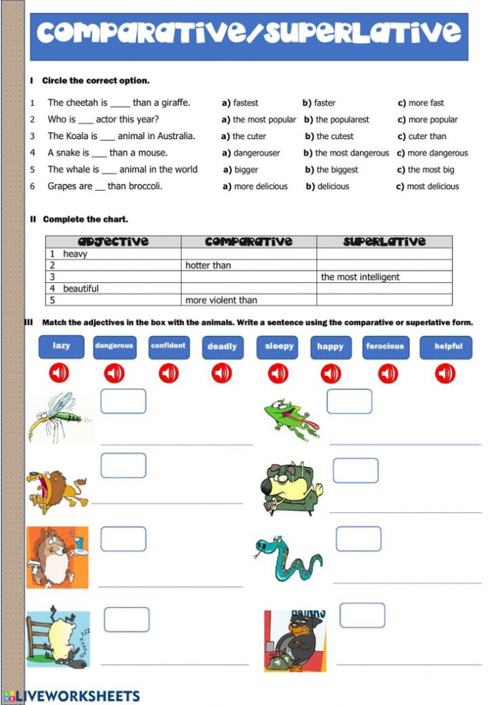 Comparative And Superlative Interactive Worksheet English As A 