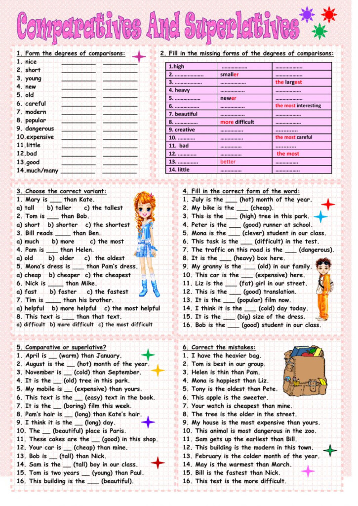 Comparative And Superlative Revision Interactive Worksheet