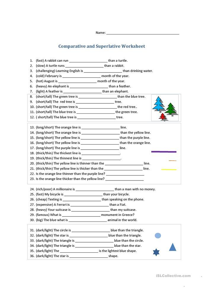 Comparative And Superlative Worksheet Adjective Worksheet 