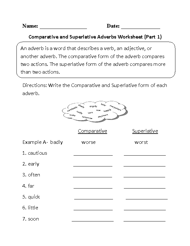 Comparative Superlative Worksheet With Answers Worksheet Student