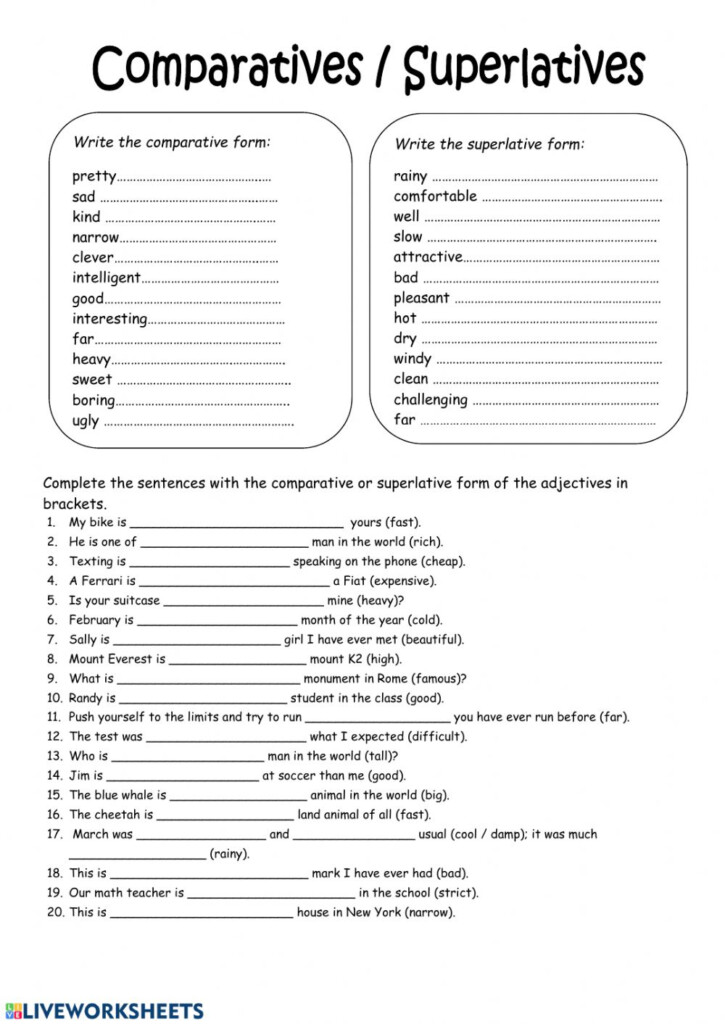 Comparatives And Superlatives English As A Second Language ESL Activity
