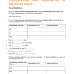 Comparatives And Superlatives Of Adjectives Rulers Worksheet