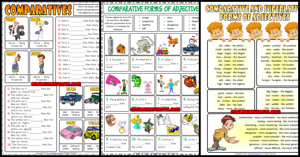 Comparatives ESL Printable Worksheets And Exercises