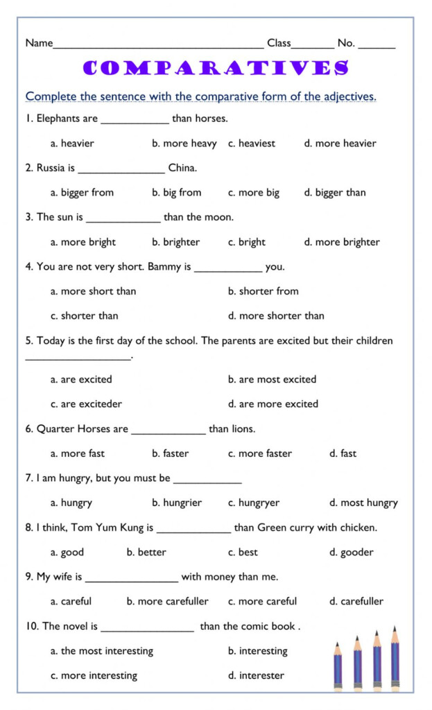 Degrees Of Adjectives Exercises With Answers Pdf Adjectiveworksheets