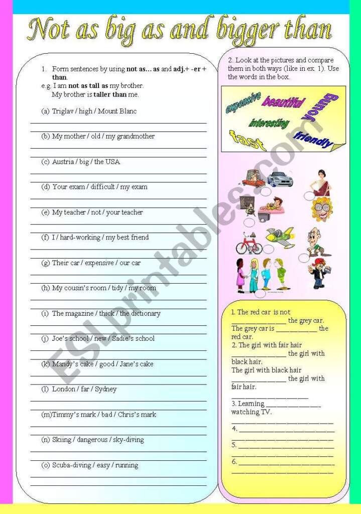 Comparison Of Adjectives With Not As as And The Comparative Degree 