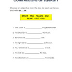 Comparisons Of Equality Worksheet